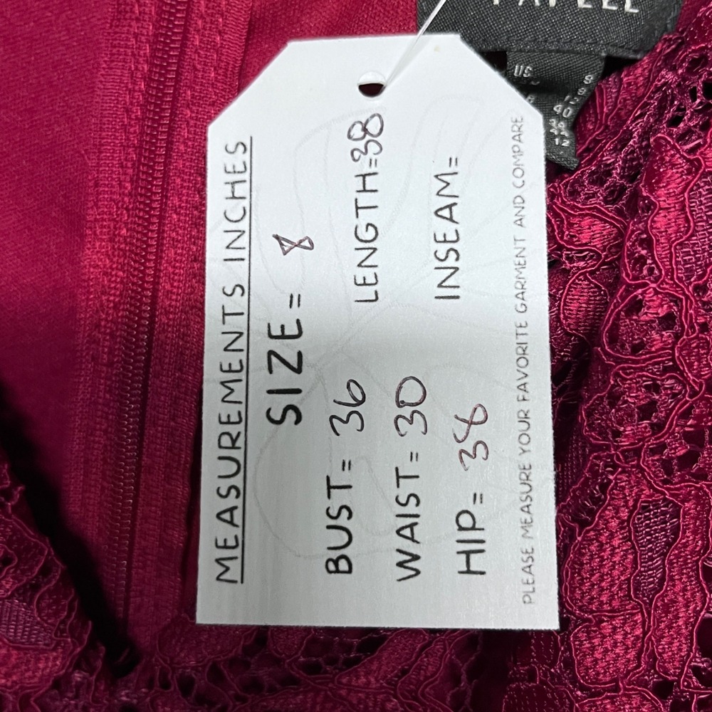Adrianna Papell Wine Red Dress Size 8 Floral Lace Ruched V-Neck Sheath 4162 - Picture 8 of 8